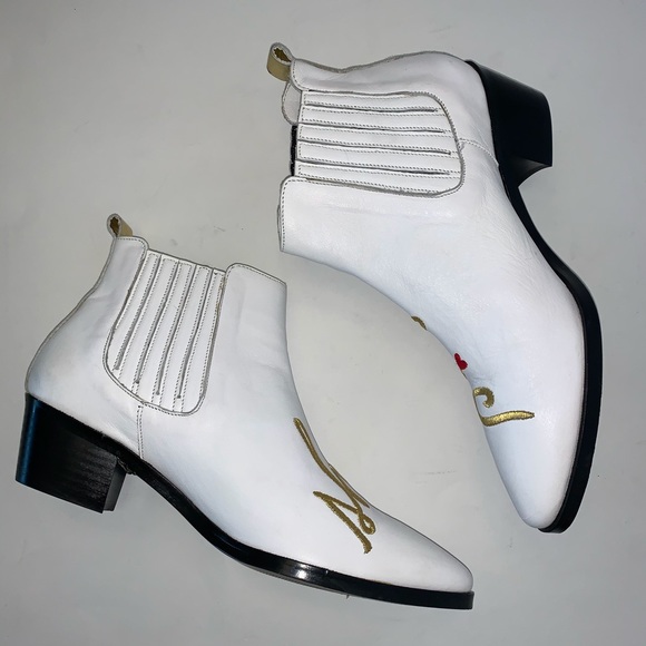 Modern Vice Chic Shit White Embroidered Boot Sz 8 B21/1 - Picture 3 of 15